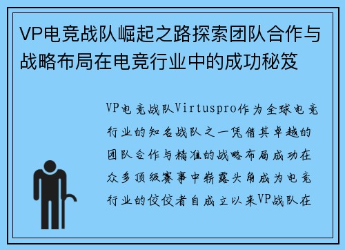 VP电竞战队崛起之路探索团队合作与战略布局在电竞行业中的成功秘笈